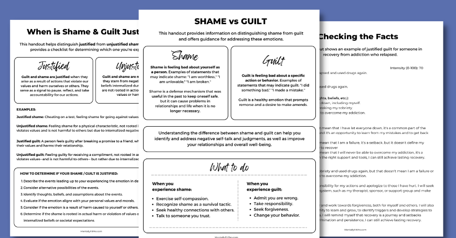 therapy worksheets guilt